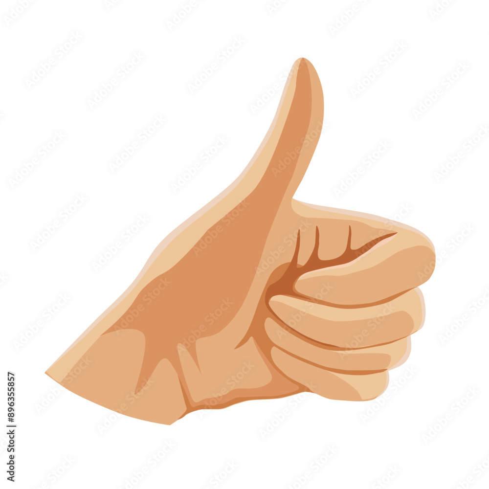 Human hand showing likes. Vector illustration depicts thumbs up gesture in flat style. View of emoji for card, banner, flyer, poster design for left handers day Human hand showing likes. Vector illustration depicts thumbs up gesture in flat style. View of emoji for card, banner, flyer, poster design for left handers day