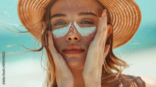 Protect your skin from harmful UV rays with sunscreen. Apply it generously before going outside. Choose a sunscreen with a high SPF (Sun Protection Factor) and reapply every few hours. photo