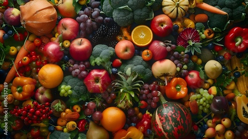 Colorful assortment of fruits and vegetables