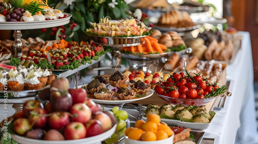 Table full of tasty food beautifully decorated Table full of tasty food beautifully decorated