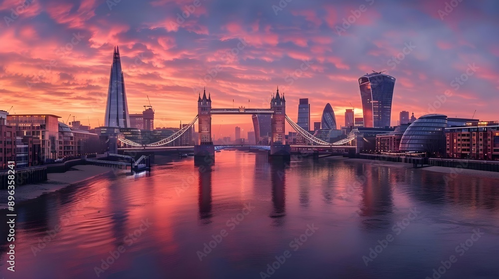 Naklejka premium Skyline of London city with Tower Bridge