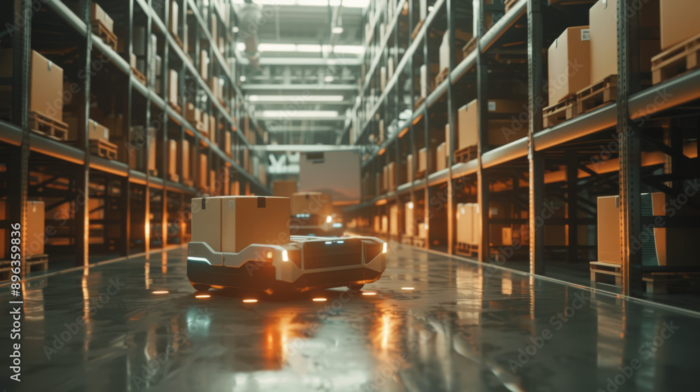 Robots moving boxes autonomously in warehouses with 5G technology. Robots moving boxes autonomously in warehouses with 5G technology.