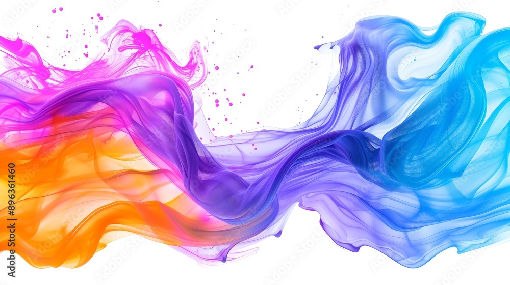 Color brush paint ribbon stroke swirl abstract splash background wave ...