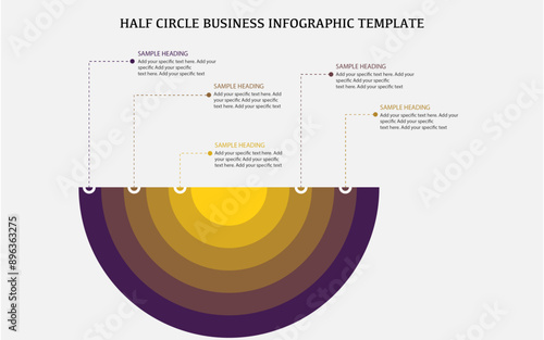 Half circle rainbow shape infographic template design, invert half circle infographics template design
