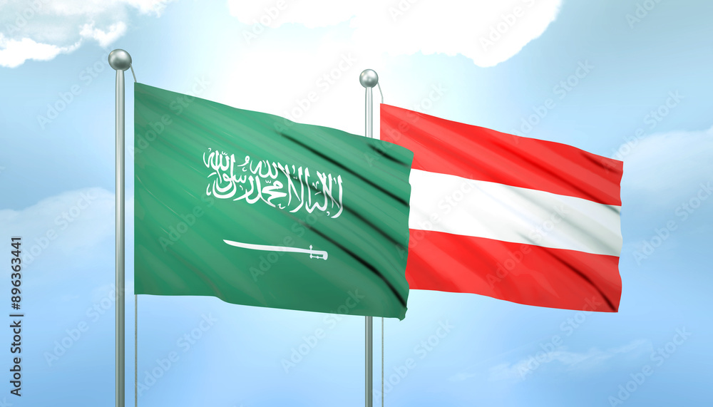 Saudi Arabia and Austria Flag Together A Concept of Relations Saudi Arabia and Austria Flag Together A Concept of Relations