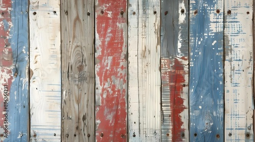 Rustic red, white, and blue wood background