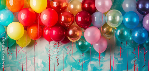 Rainbow party balloons wallpaper background 007