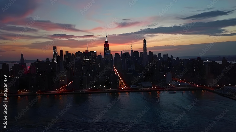 Fototapeta premium New York City skyline at sunset