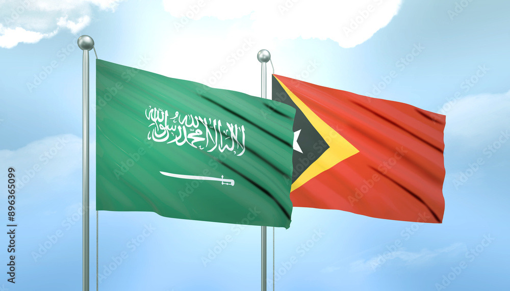 Saudi Arabia and East Timor Leste Flag Together A Concept of Relations Saudi Arabia and East Timor Leste Flag Together A Concept of Relations