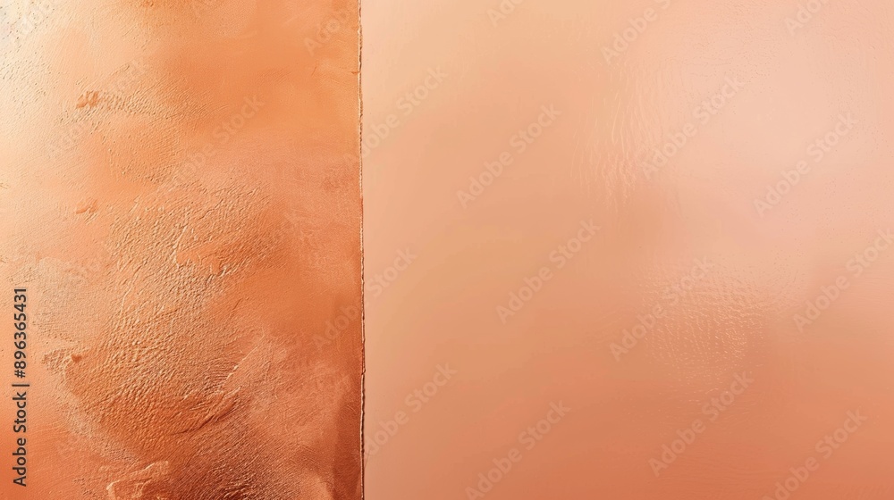 Fototapeta premium Stunning copper background with two textures forming a vertical line, metallic elements and gradients create an abstract pattern, ideal for design projects