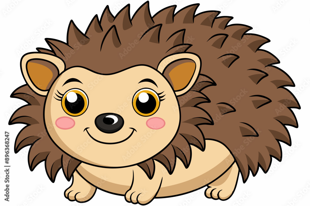 Obraz premium Funny Hedgehog Vector Illustration Cartoons, Clipart, Line Art White Background, Funny hedgehog vector illustration with white background Perfect for cartoons, clipart, and line art. 