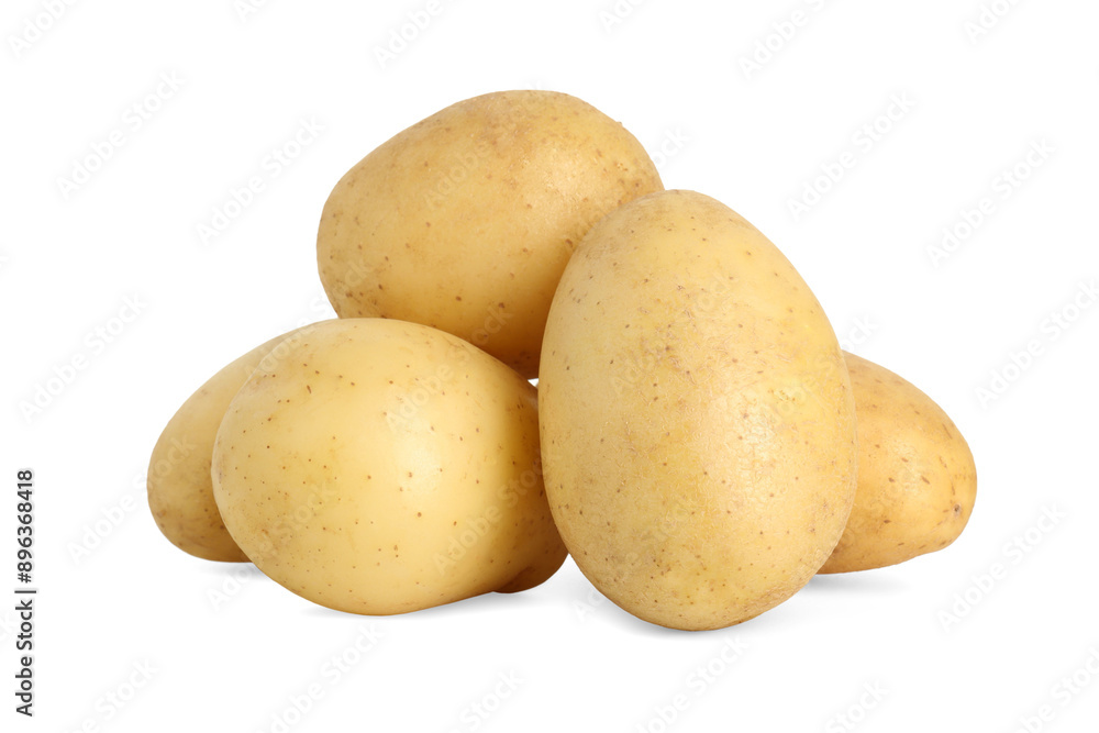 Pile of young fresh potatoes isolated on white Pile of young fresh potatoes isolated on white