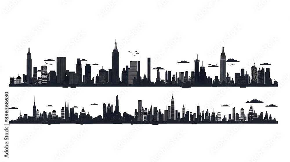 City silhouette vector set - Panorama city background City silhouette vector set - Panorama city background
