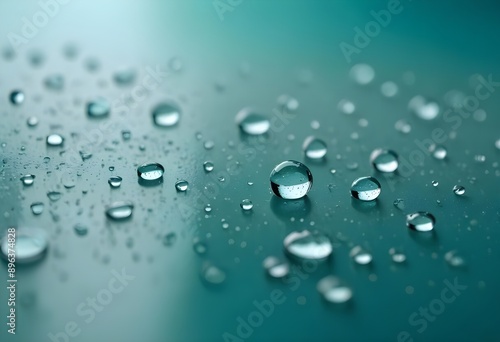 Wallpaper Mural Water round droplets , macro on a light neutral mettallic shiny slab surface against a blurred background Torontodigital.ca