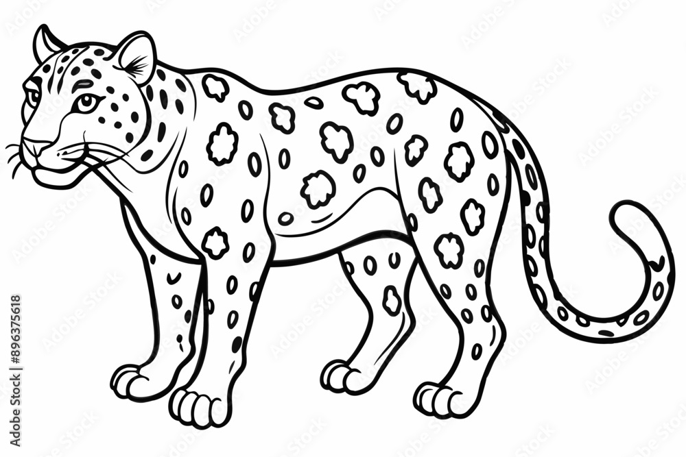 Obraz premium Funny Jaguar Vector Illustration Cartoons, Clipart And Line Art Design on White Background, Funny Jaguar vector illustration in cartoons, clipart, and line art design on a white background