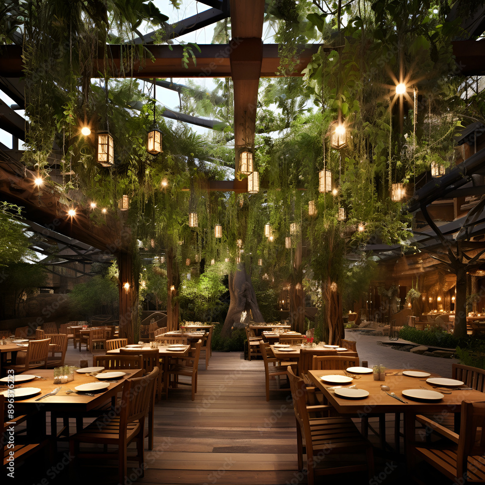 Fototapeta premium restaurant in the garden