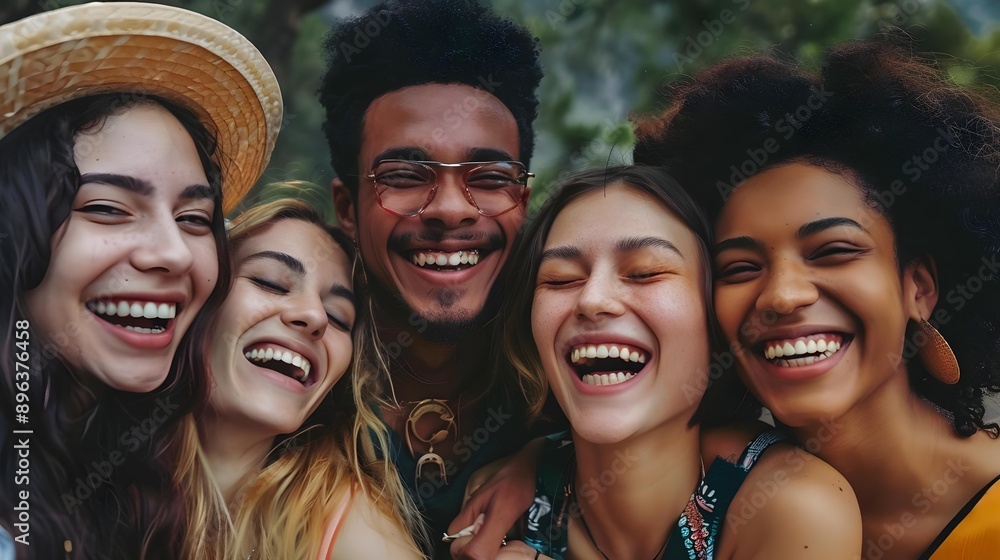 Happy diverse group of people enjoying time together in the park Happy diverse group of people enjoying time together in the park