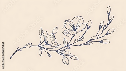 Floral branch and minimalist flowers for logo design