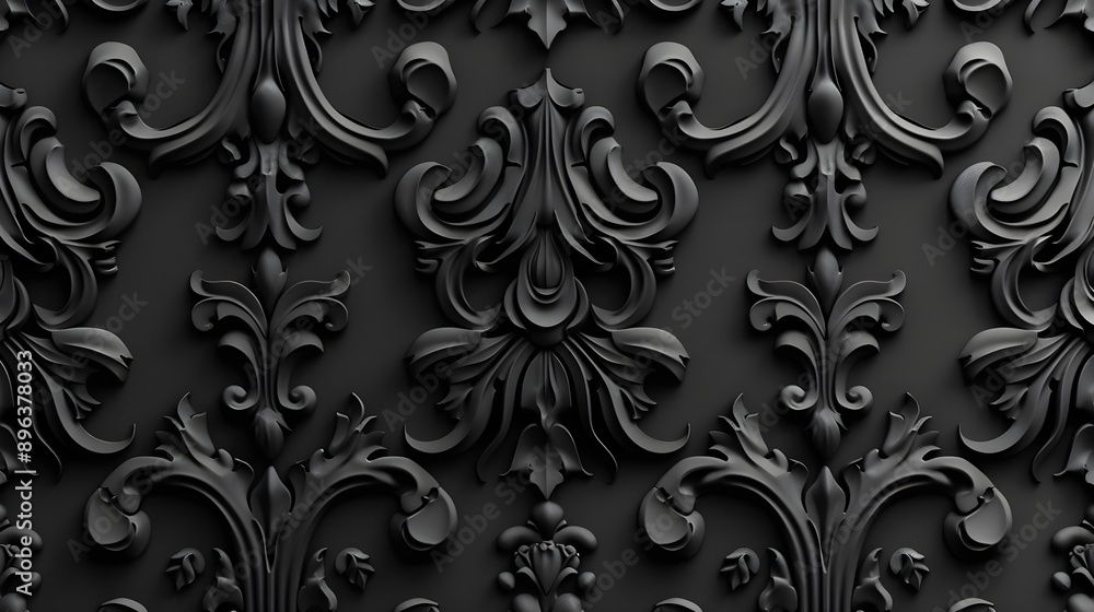 Black Rococo Pattern Background Black Rococo Pattern Background
