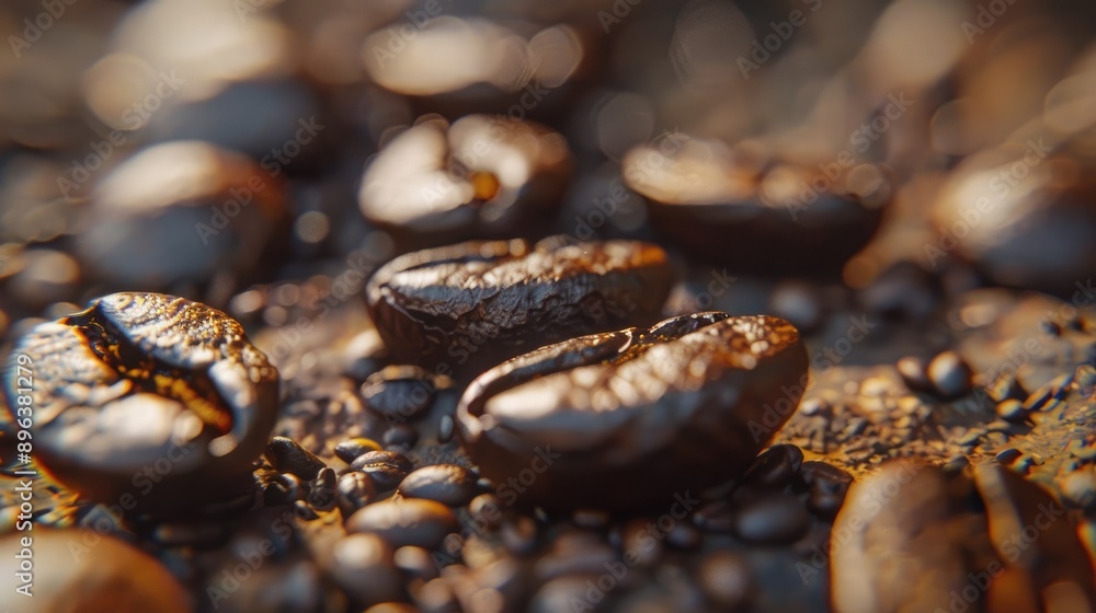 Detailed View of Coffee Beans Surface Detailed View of Coffee Beans Surface