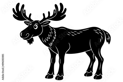 Funny Moose Vector Illustration, Cartoon, Clipart, and Line Art Design on White Background, Funny moose vector illustration, cartoon, clipart, and line art design on a white background photo