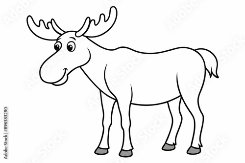 Funny Moose Vector Illustration, Cartoon, Clipart, and Line Art Design on White Background, Funny moose vector illustration, cartoon, clipart, and line art design on a white background