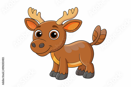 Funny Moose Vector Illustration, Cartoon, Clipart, and Line Art Design on White Background, Funny moose vector illustration, cartoon, clipart, and line art design on a white background