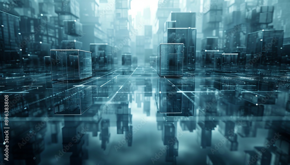 Abstract Cityscape With Geometric Structures Abstract Cityscape With Geometric Structures
