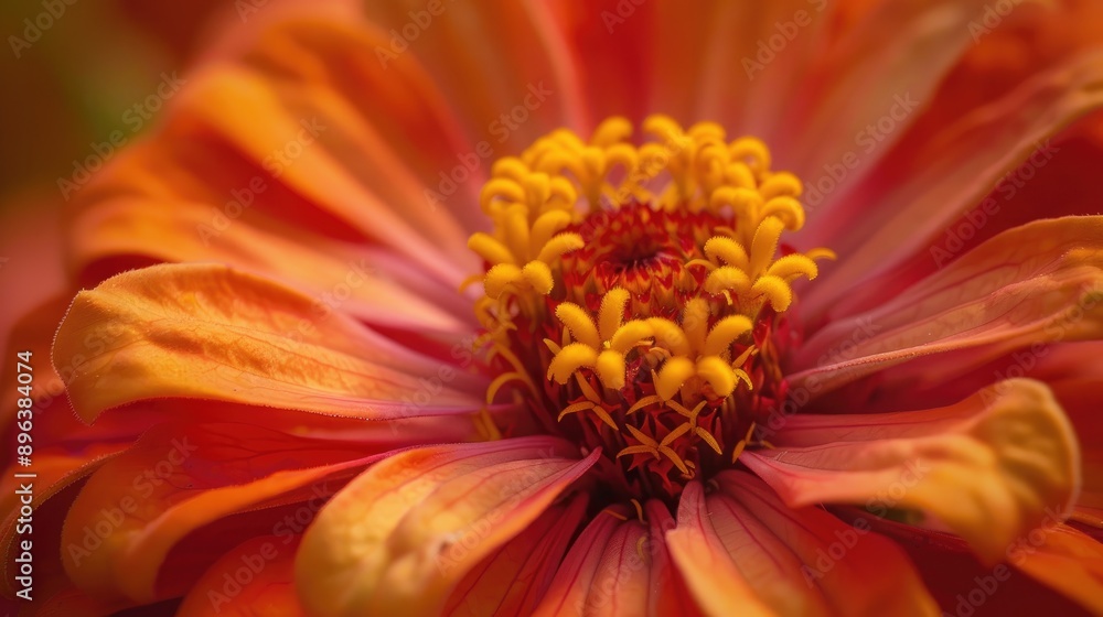 Zinnia with orange petals and yellow stamens Zinnia with orange petals and yellow stamens