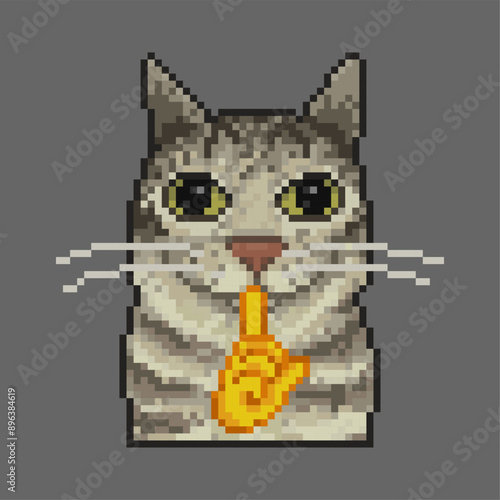 Cat shhh, pixel art meme
