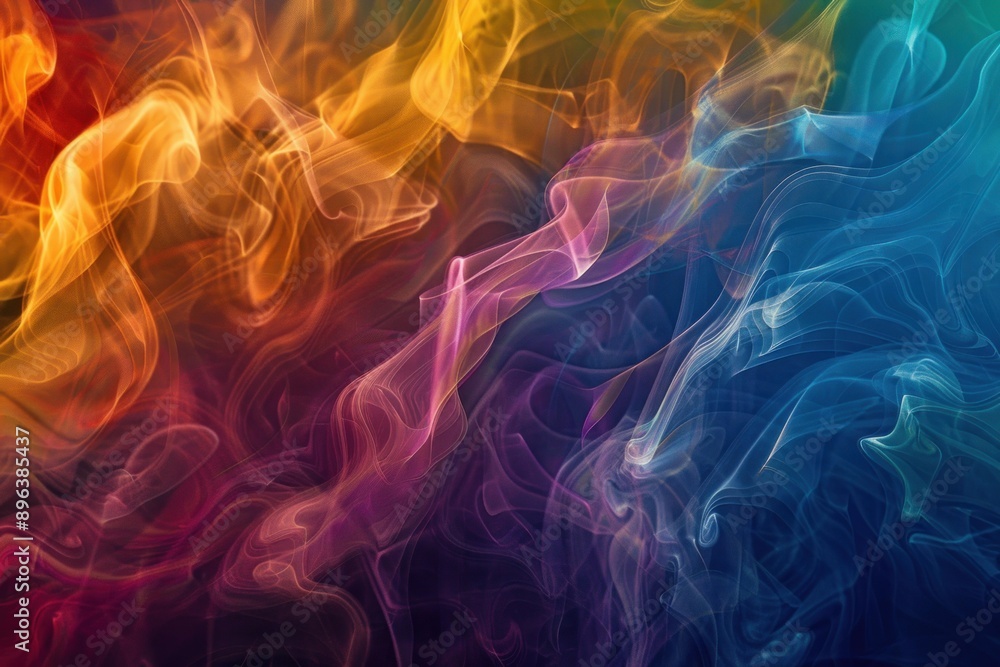 Vibrant swirls of multicolored smoke create a captivating abstract pattern Vibrant swirls of multicolored smoke create a captivating abstract pattern