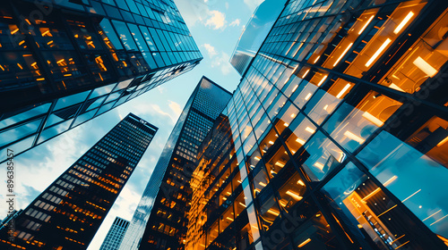 Wallpaper Mural Skyline Reflections: Business Office Towers and Their Mirrored Facades Torontodigital.ca