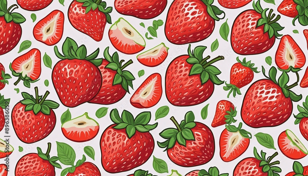Strawberry fruits on white background, illustration Strawberry fruits on white background, illustration