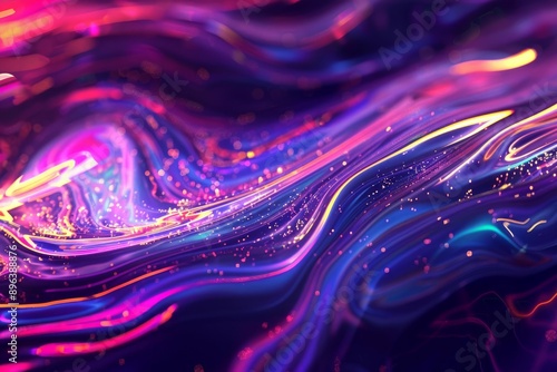 Abstract colorful background with fluid 3d waves and neon glows
