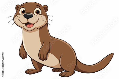 Funny Otter Vector Illustration, Cartoon Clipart, Line Art Design with White Background, Funny otter illustration in vector, cartoon, clipart, and line art styles on white background.