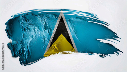 Paint stain with the colours of the St. Lucia flag