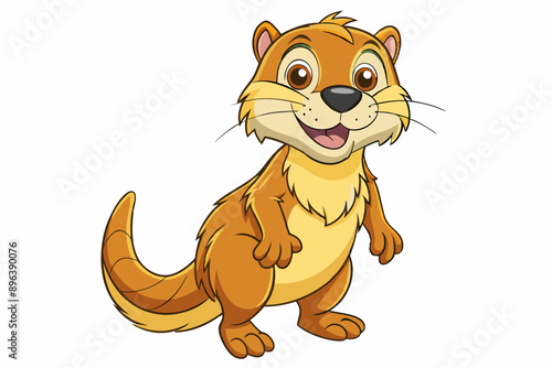 Funny Otter Vector Illustration, Cartoon Clipart, Line Art Design with White Background, Funny otter illustration in vector, cartoon, clipart, and line art styles on white background.