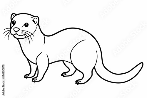 Funny Otter Vector Illustration, Cartoon Clipart, Line Art Design with White Background, Funny otter illustration in vector, cartoon, clipart, and line art styles on white background.