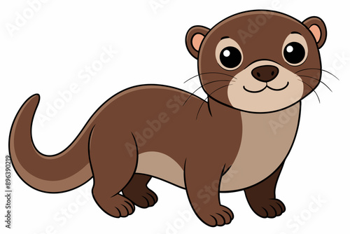 Funny Otter Vector Illustration, Cartoon Clipart, Line Art Design with White Background, Funny otter illustration in vector, cartoon, clipart, and line art styles on white background.