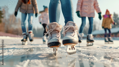 young people Enjoy Ice Skating Fun