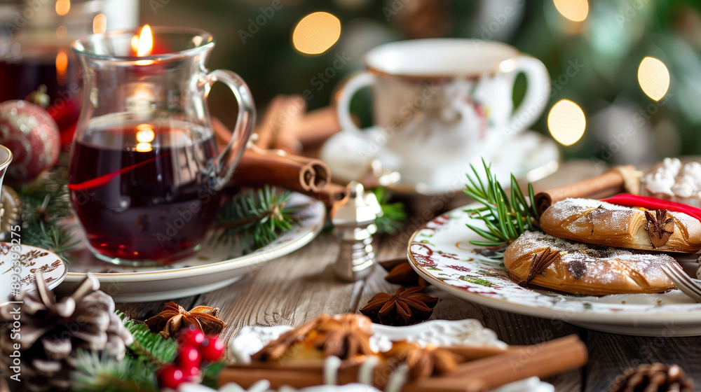 christmas table setting with mulled wine christmas table setting with mulled wine