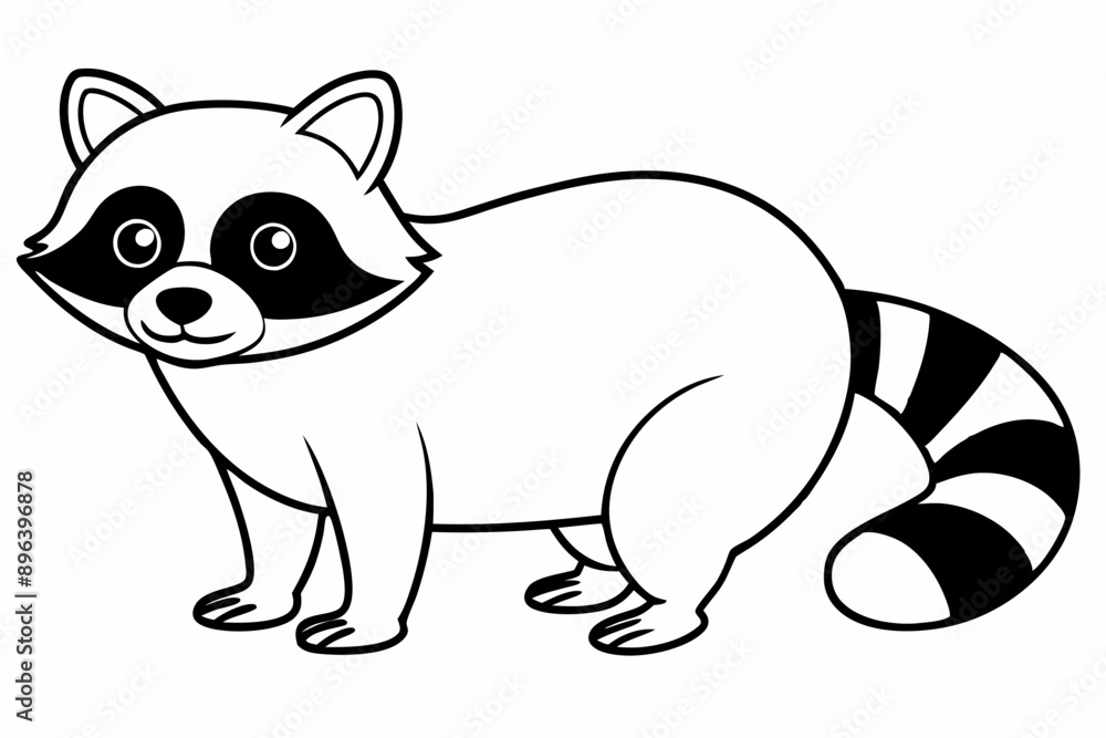 Obraz premium Funny Raccoon Vector Illustration, Cartoons, Clipart, and Line Art Design with White Background, funny raccoon vector illustration, cartoons, clipart, and line art design on a white background.