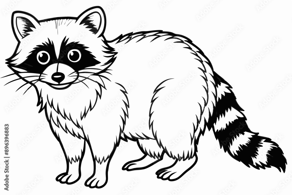 Obraz premium Funny Raccoon Vector Illustration, Cartoons, Clipart, and Line Art Design with White Background, funny raccoon vector illustration, cartoons, clipart, and line art design on a white background.