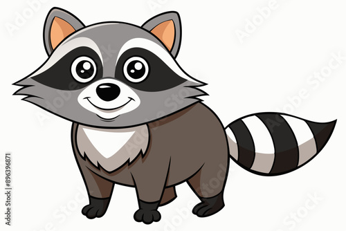 Funny Raccoon Vector Illustration, Cartoons, Clipart, and Line Art Design with White Background,  funny raccoon vector illustration, cartoons, clipart, and line art design on a white background. photo