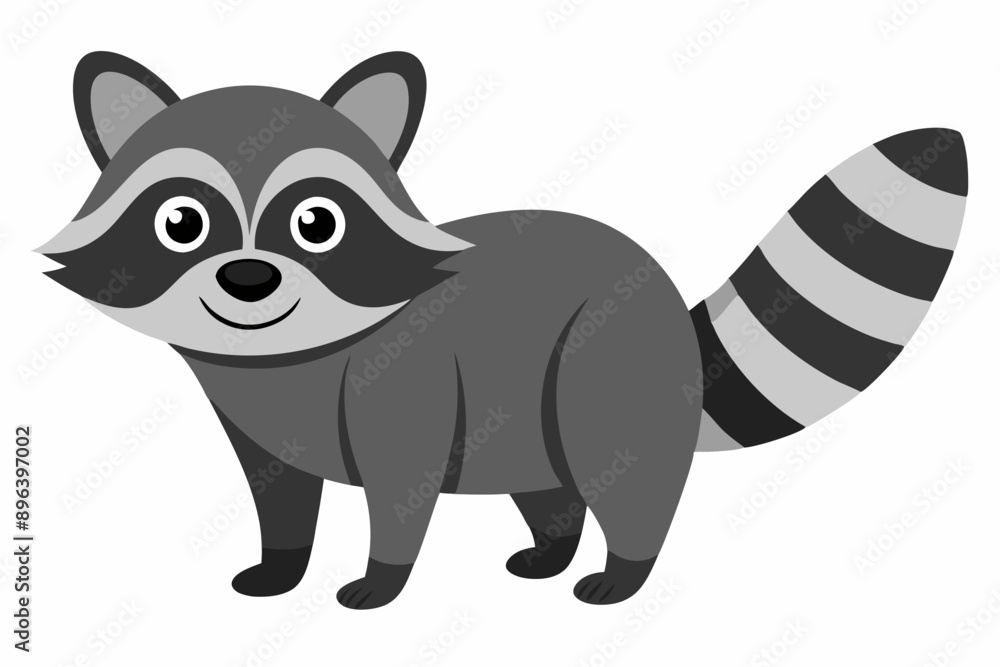 Fototapeta premium Funny Raccoon Vector Illustration, Cartoons, Clipart, and Line Art Design with White Background, funny raccoon vector illustration, cartoons, clipart, and line art design on a white background.