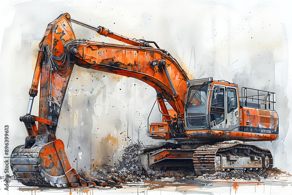 Crawler Wheeled Excavator on white background Crawler Wheeled Excavator on white background