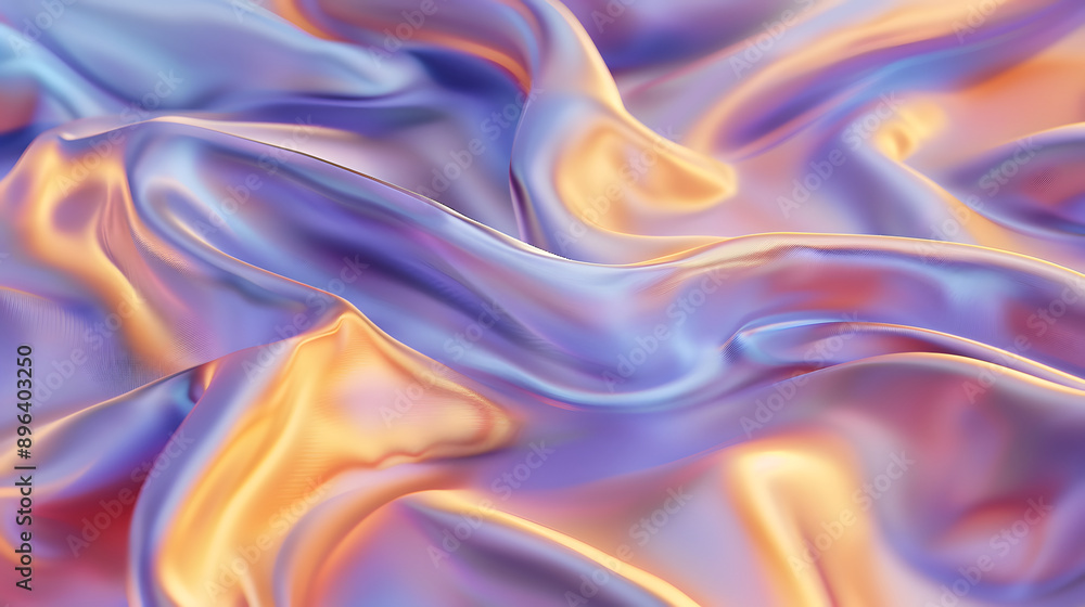 Obraz premium Silk Texture with Flowing Waves in Blue and Purple