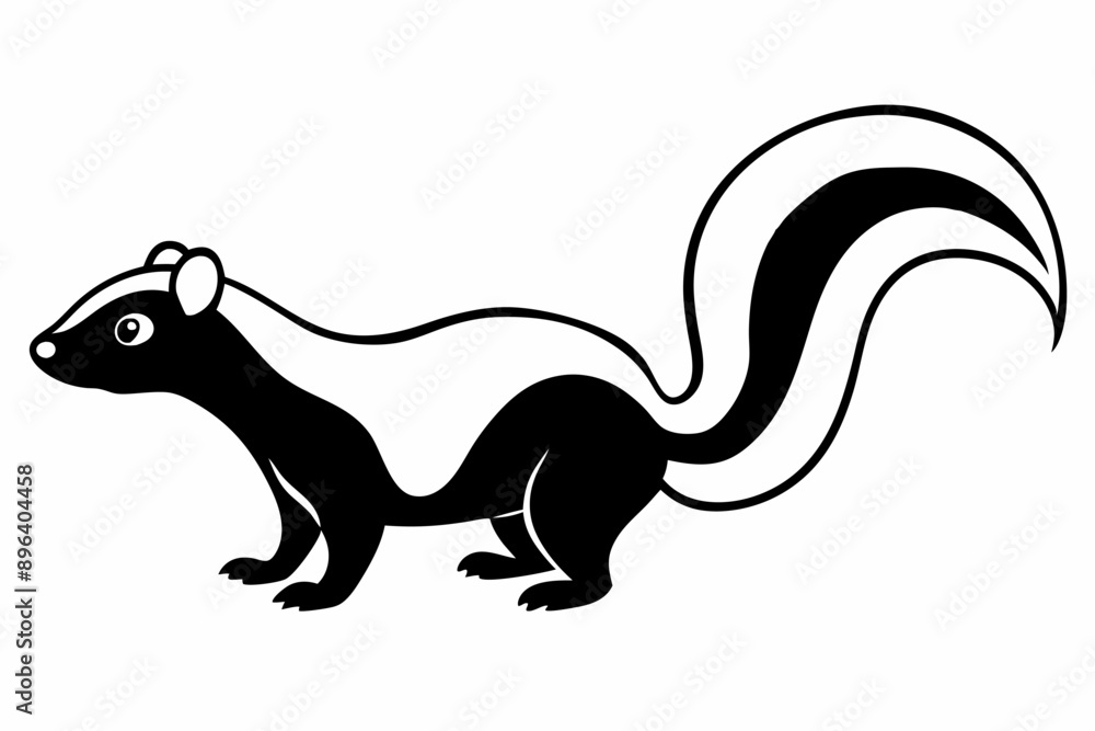 Obraz premium Funny Skunk Vector Illustration Cartoons, Clipart, and Line Art Design on White Background, Funny skunk vector illustration featuring cartoons, clipart, and line art on a white background.