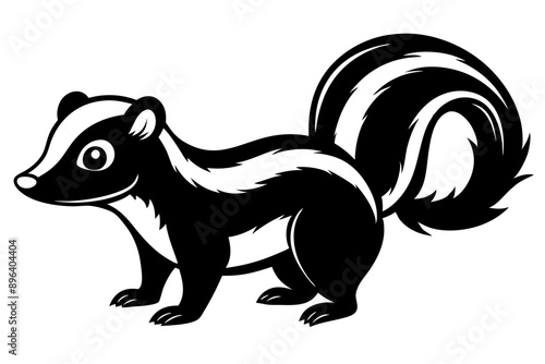Funny Skunk Vector Illustration Cartoons, Clipart, and Line Art Design on White Background, Funny skunk vector illustration featuring cartoons, clipart, and line art on a white background.