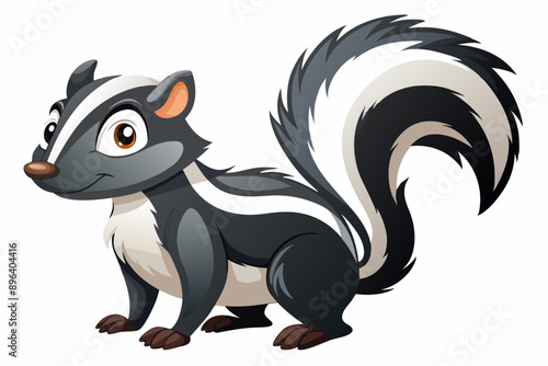 Funny Skunk Vector Illustration Cartoons, Clipart, and Line Art Design on White Background, Funny skunk vector illustration featuring cartoons, clipart, and line art on a white background.